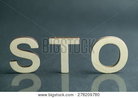 Security Token Offering Sto Sign With Wooden Letters, Ethereum Concept