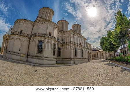 Bucharest, Romania - July 17, 2018: The Romanian Orthodox Patriarchal Cathedral Located On Patriarch