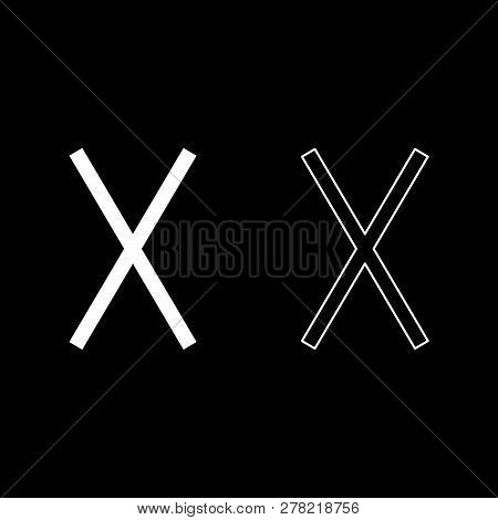 Gebo Rune Gift Talent Sign Icon Set White Color Illustration Flat Outline Style Simple Image 45