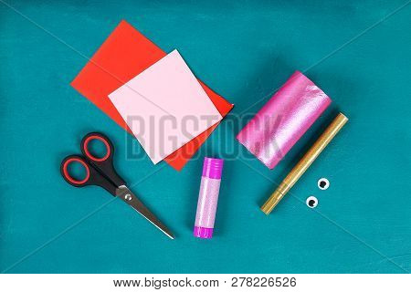 Diy Koi Carp Fish On Blue Green Background. Gift Ideas, Decor For The Chinese New Year. Kid Handmade