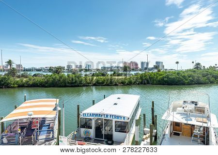 Boats Anchored At Marina In Clearwater Florida