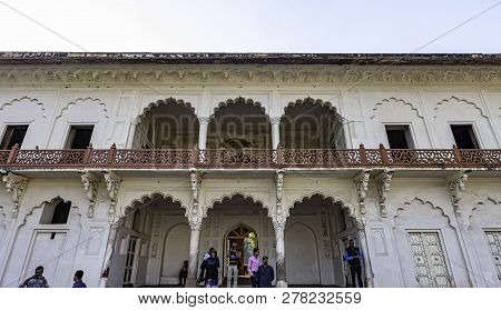 Agra, Uttar Pradesh, India - December 1: Architecture Of Courtyards Around Grape Garden (anguri Bagh