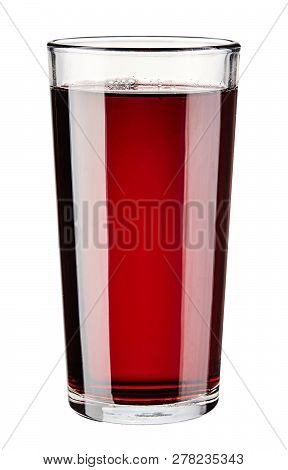 Glass With Jiuce Cherry Isolated On White Background. Front View.