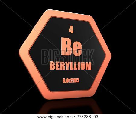 Beryllium Chemical Element Periodic Table Symbol 3d Render