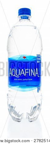 Winneconne, Wi - 30 December 2018: A Aquafina Water Bottle On An Isolated Background.