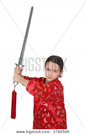 Wushu ragazza con spada