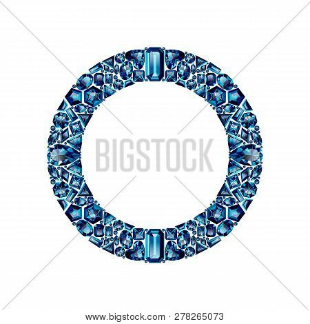 Round Frame Made Of Realistic Blue Amethysts With Complex Cuts