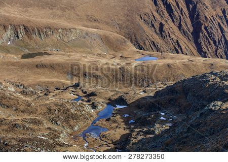 Geamanu De Jos Lake, Geamanu De Sus Lake And Musetescu Lake  In Fagaras Mountains, Romania