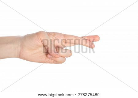 Fingers Crossed Outline, Untruth Gesture Isolated On White Background
