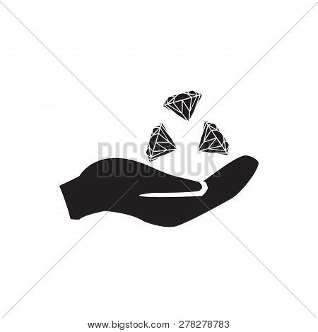 Hand And Diamand Icon, Flat Design Best Vector Icon