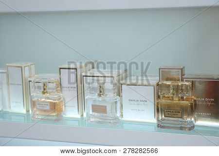 Haarlem, The Netherlands - October 6th 2018: Givenchy Fragrances On Display In A Luxurious Departmen