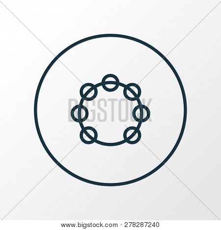 Tambourine Icon Line Symbol. Premium Quality Isolated Timbrel Element In Trendy Style.