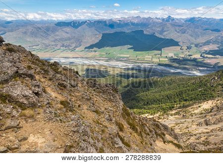 Wairau River In Wairau Valley With Southern Alps In South Island, New Zealand