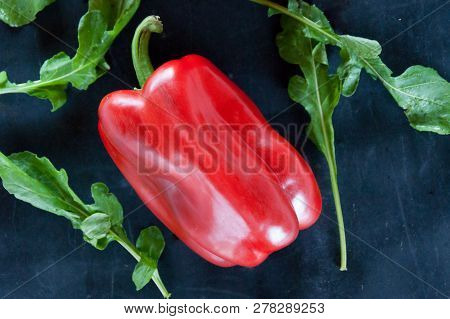 Black Food: Red Pepper And Arugula