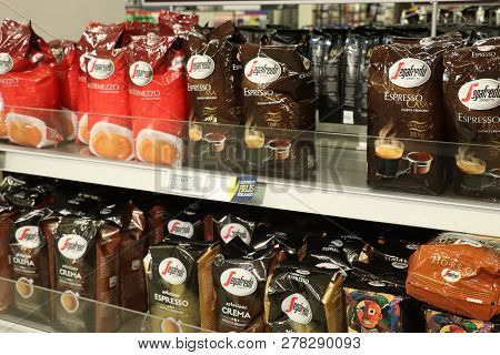 Beverwijk, The Netherlands, October 26th 2018: Various Sorts Of Segafredo Coffee Beans. Segafredo Is