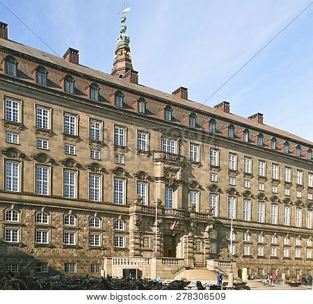 Fragment Of The Christianborg Palace, The Former Residence Of The Danish Kings, Copenhagen, Denmark.