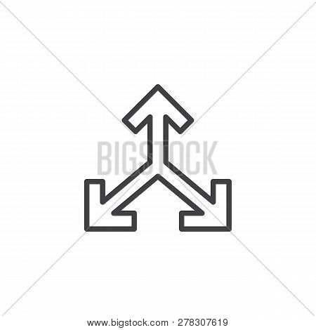 Triple Arrows Line Icon. Linear Style Sign For Mobile Concept And Web Design. Three Way Direction Ar