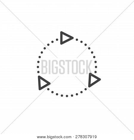 Three Arrows Cycle Line Icon. Linear Style Sign For Mobile Concept And Web Design. Dotted Circle Arr