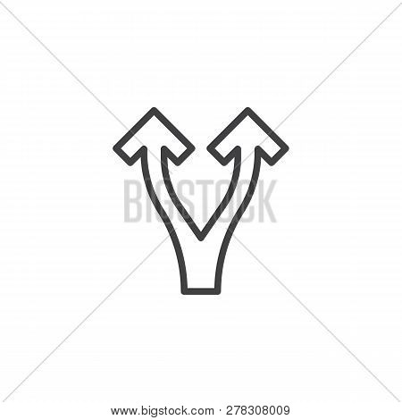 Split Arrows Up Line Icon. Linear Style Sign For Mobile Concept And Web Design. Two Direction Way Ar
