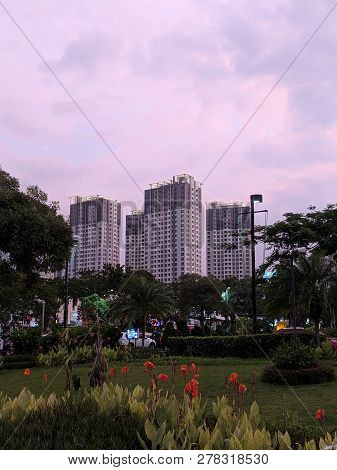 Tangerang, Indonesia - January 5, 2019: Apartment Buildings At Gading Serpong.