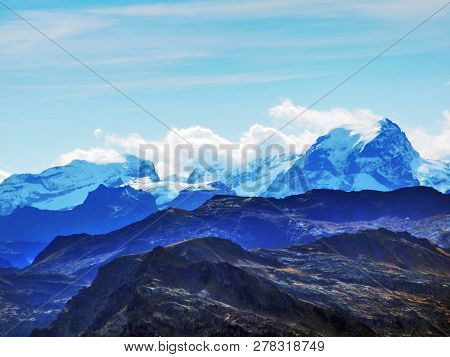 Panoramic View From The Top Of Frumsel In The Churfirsten Mountain Range - Canton Of St. Gallen, Swi
