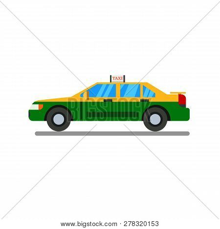 Thai Taxi Flat Design With Isolated White Background Vector.thai Personal Taxi-meter Cab Flat Design