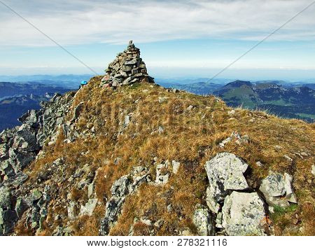 Rocky Peak Frumsel In The Churfirsten Mountain Range - Canton Of St. Gallen, Switzerland