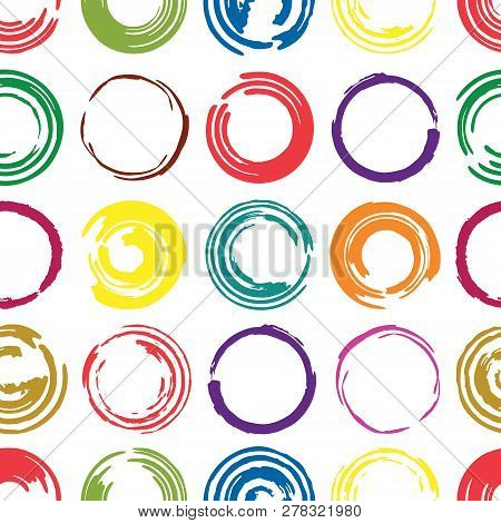 Abstract Seamless Spotted Pattern. Grunge Stained Elements. Bright Background With Fun Childrens The