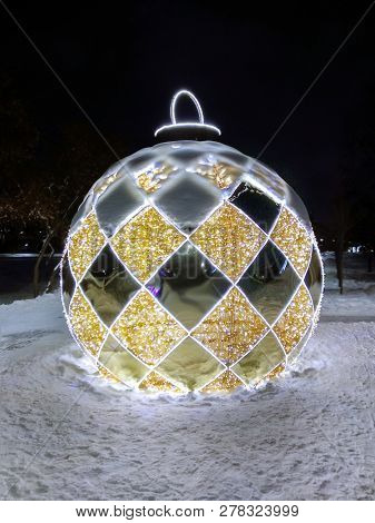 Moscow, Russia - January 13, 2019. Park Altufevo, Glowing Composition