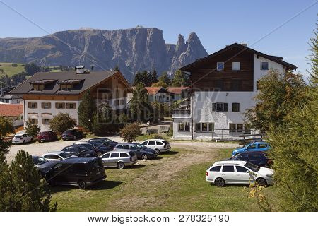 Compaccio Compatsch, Italy On September 12. View Of The Area Around The Mountain Station On Septembe