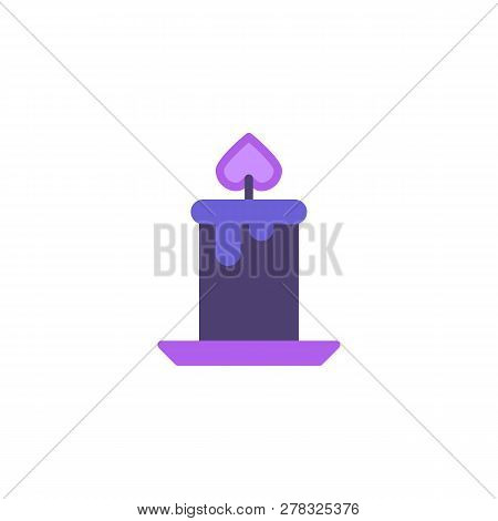 Candle Light Burn Flat Icon, Vector Sign, Colorful Pictogram Isolated On White. Love And Valentines 