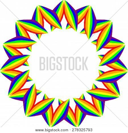 Abstract Stylized Rainbow Frame. Round Decorative Ornament Design.