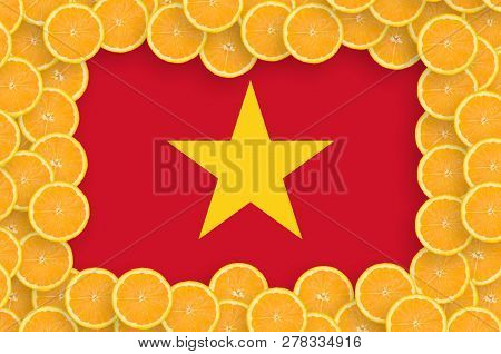 Vietnam Flag  In Fresh Citrus Fruit Slices Frame