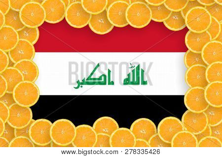 Iraq Flag  In Fresh Citrus Fruit Slices Frame