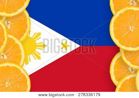Philippines Flag  In Citrus Fruit Slices Vertical Frame