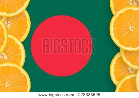 Bangladesh Flag  In Citrus Fruit Slices Vertical Frame