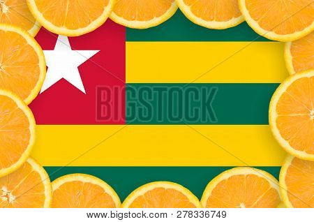Togo Flag  In Fresh Citrus Fruit Slices Frame