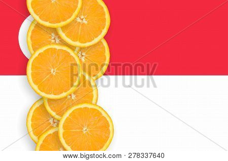 Singapore Flag And Citrus Fruit Slices Vertical Row