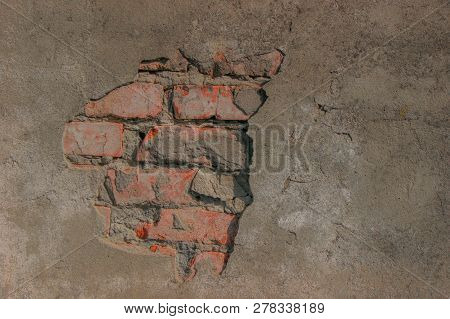 Old Weathered Cement Wall With Breaks Design Pattern