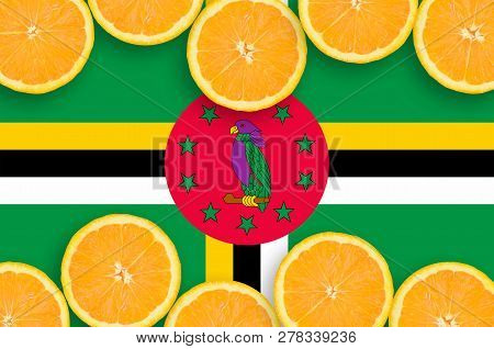 Dominica Flag  In Citrus Fruit Slices Horizontal Frame