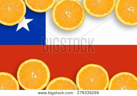 Chile Flag  In Citrus Fruit Slices Horizontal Frame