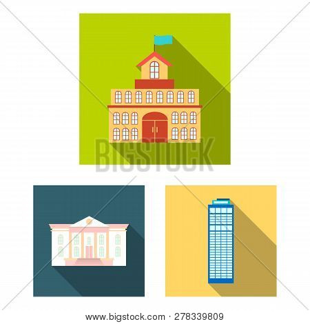 Isolated Object Of Building And City Icon. Set Of Building And Business Vector Icon For Stock.