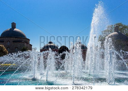 Istanbul, The Hammam Of The Hagia Sophia Basilica Seen From The Sultanahmed Square Fountain