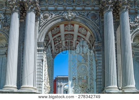 Istanbul, The Rich Facade Decotations Of  Dolmabahce Palace