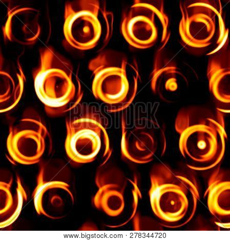 Blaze Fire Flame Texture Background. High-resolution Seamless Polygonal Round Geometry Cell Grid Mes