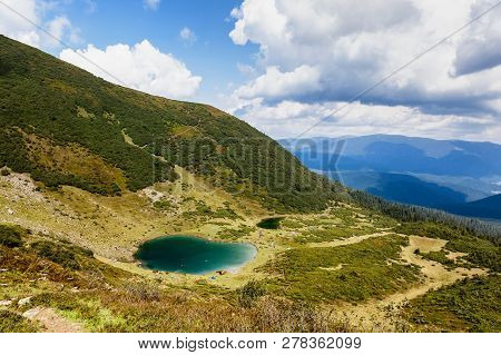 Vorozheska Lake In Carpathian Mountains.