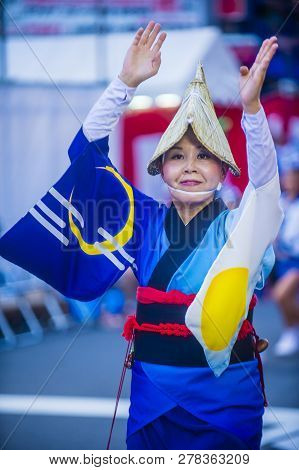 Tokyo - Aug 26 : Participant In The Awa Odori Festival In Tokyo, Japan On August 26 2018. Awa Odori 