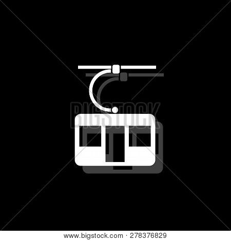 Ropeway Cabines. White Flat Simple Icon With Shadow