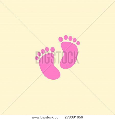 Baby Feet Icon Flat Element. Vector Illustration Of Baby Feet Icon Flat Isolated On Clean Background