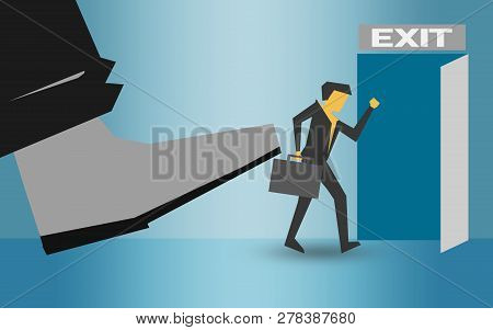 Man Being Kicked Out, Layoff Concept, 3d Rendering